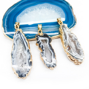 Colgantes de cristal de <span class=keywords><strong>geoda</strong></span> de ágata natural para mujer, joyería - Product Image 1