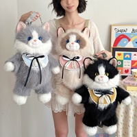 Sac à dos en peluche chat Ragdoll de simulation original, mignon, à double bandoulière, cadeau pour l'anniversaire de votre petite amie