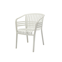 Fauteuil empilable moderne en plastique DHF Geordie Poltro avec design à lattes creuses, léger, pour terrasse, bistrot, café, balcon, intérieur
