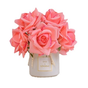 Bouquet de roses hydratantes en forme de main, 5 têtes, fleurs en soie au toucher réel, pour mariage, décoration intérieure, accessoires de photographie - Product Image 5