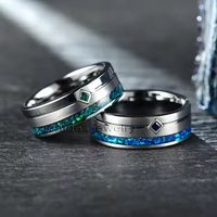 Bague en tungstène et titane argenté de 8 mm pour couples, avec zircon et opale, pour femme, bijoux tendance, par Gentdes Jewelry
