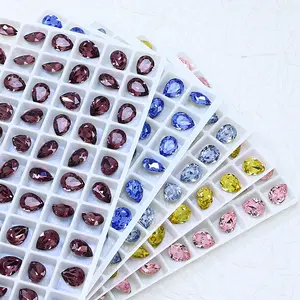 Droplet Shaped Diamond Transparent Glass Water Diamond Flower Pointed Bottom Multiple Colors And Sizes