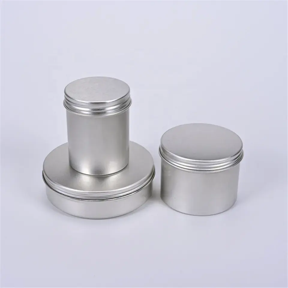 80ml 100ml 150ml aluminum metal candy tin containers candle jar sets with screw lid