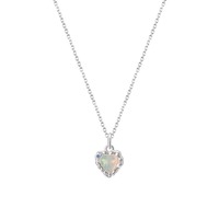 Collier romantique en argent S925 avec opale en forme de cœur, pendentif en filigrane en argent sterling 925