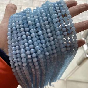 Naturale di Guarigione di Pietra di Alta Qualità Allentati Della Pietra Preziosa Rotonda Perline Opache Blu Quarzo di Cristallo Acquamarina per Gioielli FAI DA TE Che Fanno - Product Image 6