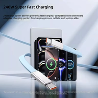 Kabel Data USB-C ke USB-C 240W PD 3A Pengisian Cepat 3m Konduktor Tembaga Murni Silikon Fleksibel Pipih untuk Ponsel & Kamera