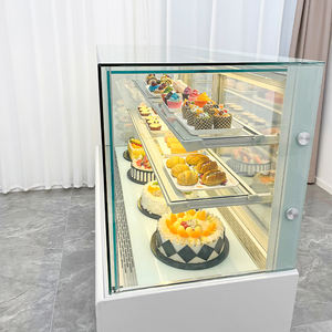 Прочный безрамный холодильный шкаф-витрина с тремя полками из мрамора и закаленного стекла для демонстрации десертов и продуктов в розничных пекарнях - Product Image 4