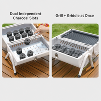 Barbecue portable pliable au charbon de bois OEM ODM, design coupe-vent, léger, en fonte, démontable, avec compartiments indépendants pour le charbon