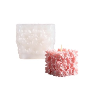 Hydrangea Scented Pillar <b>Candles</b> With Flower Design For Wedding Decor And DIY <b>Candle</b> Making Kits - Product Image 4