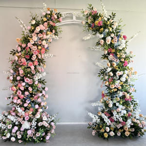 A-1771 Nieuwe Luxe Bruiloft Hoorn Bloemenboog Achtergrond Kunstzijde Rose Bloem Groen Hoorn Bloem Boog Decoratie - Product Image 5