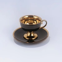 Ensemble de tasses à thé et à café en céramique plaquées or de luxe personnalisées, boîte cadeau 6 pièces
