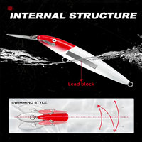 Leurre synthétique imprimé SKM pour la pêche en mer profonde, type minnow à longue queue, coulant, avec hameçons, 42g/29g/25g
