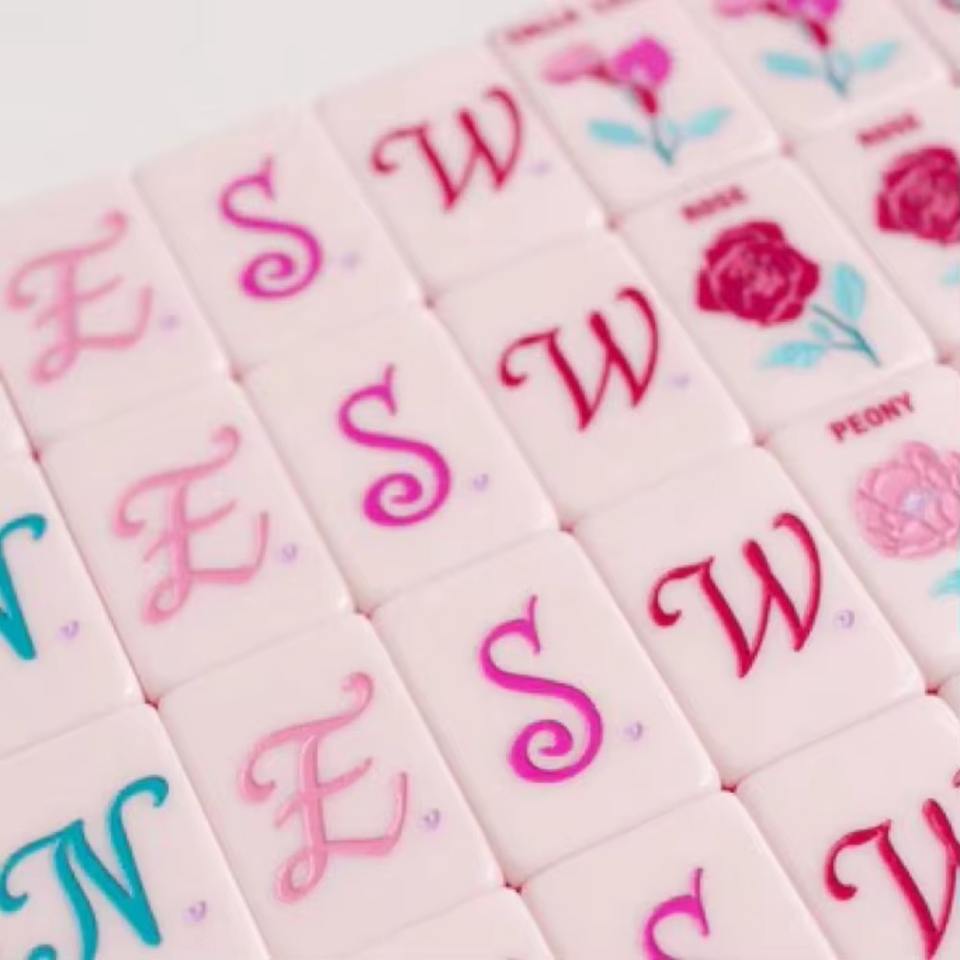 Pink Acrylic Luxury Mahjong Set 166/160 Exquisitely Carved Tiles Case ...