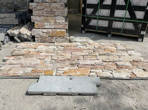 Revêtement mural en pierre naturelle de quartzite roux, pierre de culture moderne avec support en ciment pour fixation par <span class=keywords><strong>crochets</strong></span> - Product Image 4