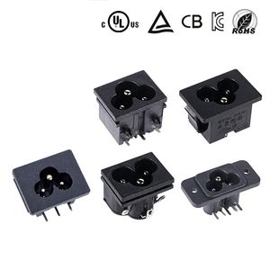 Conector de Entrada de Corriente CA IEC 60320 C6, Conector Tipo Mickey Mouse/Trébol para Montaje en Panel, 2.5A 250V~ 3 Pines - Product Image 2