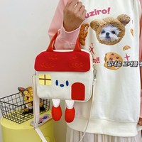 Nouveau sac à bandoulière en forme de petite maison créative détails de broderie personnalisés sac de dessin animé en toile