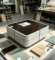 Table basse carrée moderne avec plateau en verre microcristallin de qualité E1 pour salon, hôtel, appartement, vente en gros, sur mesure