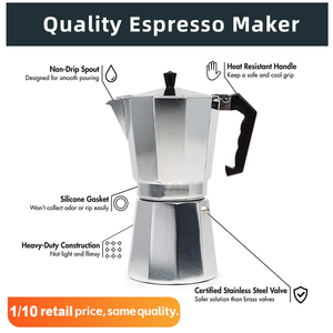 Cuisinière Espresso Mokapot Italie <span class=keywords><strong>Bialetti</strong></span> Cuisinière Classique En Aluminium 1 2 3 <span class=keywords><strong>6</strong></span> 12 <span class=keywords><strong>Tasses</strong></span> Italian Express Greca <span class=keywords><strong>Cafetière</strong></span> Moka Pot - Product Image 4