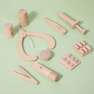 Toddlers Pretend Medical Role Natural Wood Kids Ages 3+ <b>Doctor</b> <b>Kit</b> Play Set <b>Toy</b> - Product Image 3