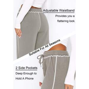 DISCIPBUSH Pantalones de chándal anchos para mujer Pantalones de chándal de salón con cordón con bolsillos Joggers arrugados y pantalones de pijama - Product Image 6