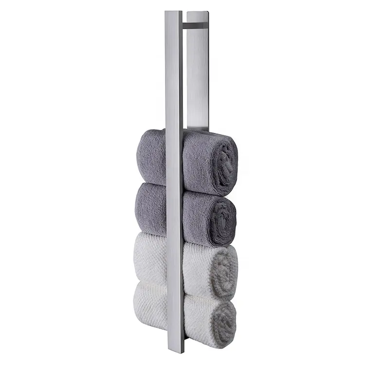 Stainless Steel Towel Holder Bathroom Without Drilling Towel Rack Wall Mounted 3m Adhesive Towel Bar