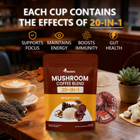 Mélange de café aux champignons Meelefu, complexe de 20 champignons en 1 en poudre avec Reishi, Cordyceps, mélange de boisson quotidienne fonctionnelle