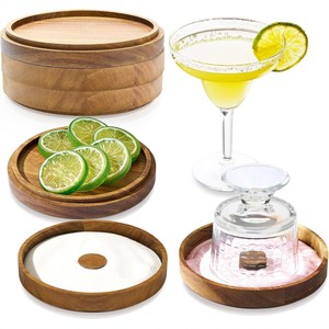 Wooden Salt Rimmed Plates With Lid Reusable Condiment Jars For Cocktail <b>Bar</b> <b>Tools</b> Home Use - Product Image 1