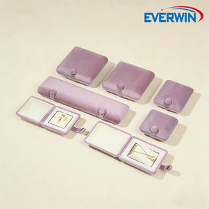 Boîte à bijoux en velours EVERWIN pour bagues, boucles d'oreilles, pendentifs, colliers, bracelets, boîtes de rangement pour bijoux, vente en gros - Product Image 1