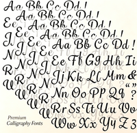 Ensemble de polices de calligraphie élégantes de qualité supérieure, alphabet complet de A à Z, pour invitations de mariage, logo, branding, artisanat, projets de bricolage
