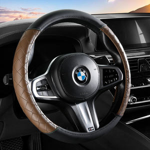 Universal nuevo cuatro estaciones antideslizante verano transpirable cuero coche <span class=keywords><strong>volante</strong></span> cubierta tejida sudor-absorción manija cubierta - Product Image 4