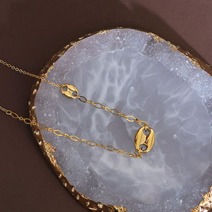 Collar de Cadena de Nariz de Cerdo de Acero Inoxidable 316 Resistente al Agua y al Deslustre, Chapado en Oro de 14k y 18k, Joyería de Moda para Mujer - Product Image 6
