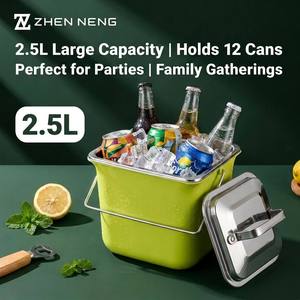 Seau à glace en acier inoxydable 2,5 L, boîte à <span class=keywords><strong>lunch</strong></span> isotherme à double paroi, portable pour pique-nique et barbecue en extérieur – Direct Usine OEM - Product Image 2