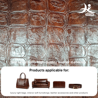 Kulit PU Bermotif Buaya Besar Vintage Distressed Grosir untuk Tas Koper, Interior Perabotan Lembut, Aksesoris Kulit