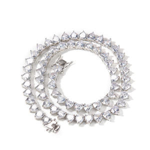 Bijoux design de luxe haute qualité 7mm coeur Tennis collier chaîne en or Rose laiton Zircon Hip Hop <span class=keywords><strong>Rap</strong></span> Lab Bracelet en diamant - Product Image 2