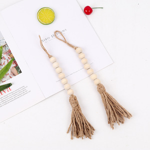 Cross-border hand-woven cotton <b>thread</b> tassel beaded American country style home decor hanging ornament made of wood <b>beads</b> - Product Image 4