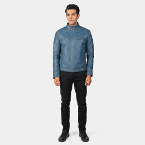 Veste universitaire pour homme Finer Threads, style vintage, en nylon/coton respirant, col montant, fermeture éclair, grande taille, pour l'automne - Product Image 1