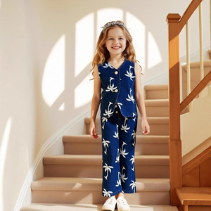 เสื้อกั๊กแขนกุดและกางเกงยีนส์ขายส่งสำหรับเด็ก ชุดเสื้อผ้าเด็กผู้หญิงทันสมัย อายุ 3-7 ปี - Product Image 1