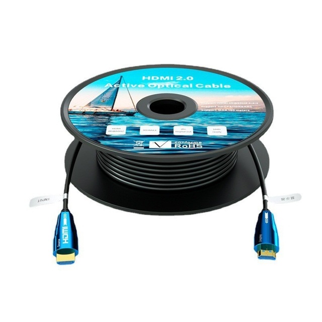 4k 60hz 18gbps Male to Male Cable 2.0 Optical Fiber Aoc HDMI Cable 20m 30m 40m 3D 1080p Gold-Plated HDMI Fiber Optic Cable