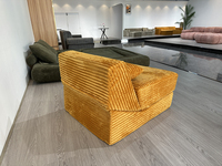 Fauteuil de salon modulaire moderne en velours côtelé jaune rayé, convertible, extensible, pliable, anti-acariens, pour coin lecture, confortable