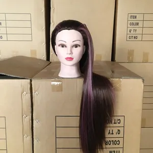 Schoonheids Cosmetologie Schoolproducten Synthetisch Haar Vlechten Model Training Mannequin Hoofd Met Haar
