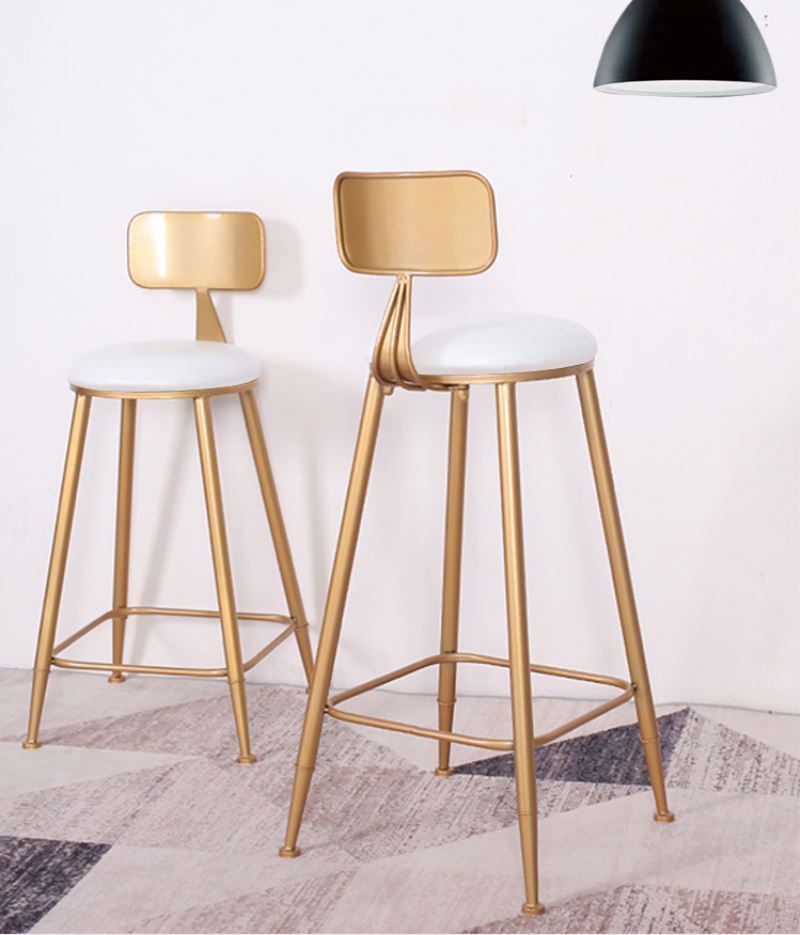 Nordic Bar Stool – Modern Iron & Solid Wood Counter Stool with Backrest for Home, Kitchen & Bar - View 3