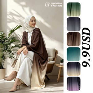 6750# Latest Chic Polyester Abaya Batwing Sleeves Pretty Gradient Color Women Cardigan Classy Eid Open Abaya - Product Image 1