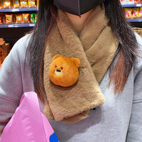 Écharpe en peluche de haute qualité, chauffe-cou d'hiver en forme d'ours en peluche, accessoire mignon et doux, cadeau de voyage confortable pour adolescents et adultes
