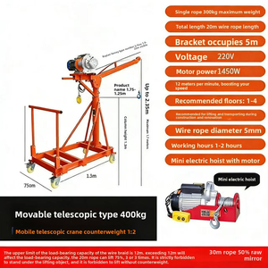 Grúa Eléctrica Portátil de 450 kg (1000 lb) y 220 V con Manivela Manual de Emergencia, Cable de Acero de 12 m, Mini Cabrestante para Garaje y Uso Doméstico - Product Image 5