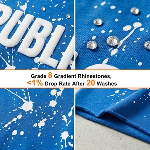 Débardeur sans manches ample style streetwear personnalisé avec impression en relief, motif dessiné à la main, strass et col rond de luxe pour homme - Product Image 2