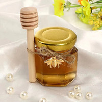 Botol Kaca Kedap Udara Kecil Grosir 45ml, Stoples Madu Mini Heksagonal dengan Tutup Sekrup Emas untuk Pernikahan dan Acara Bayi