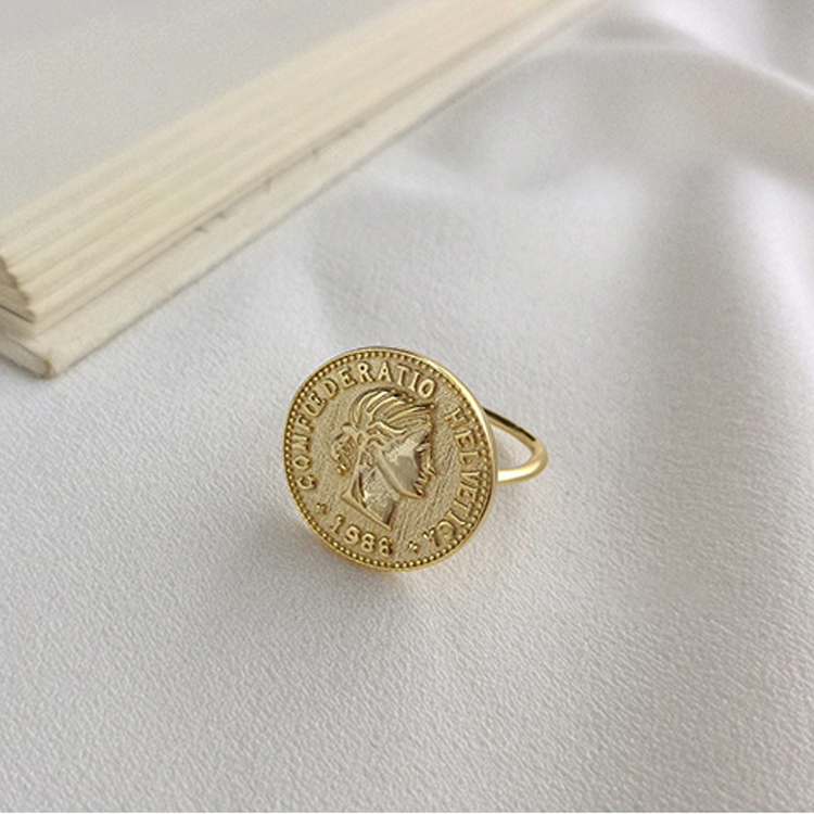 Vintage Silver 925 Queen Elizabeth Coin Ring Gold Rings For Women