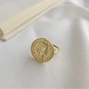 Vintage Argento 925 Della Regina Elisabetta Coin Anello In Oro Anelli Per Le Donne