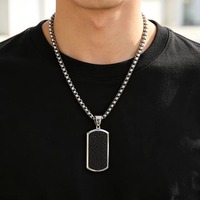 Collier pendentif militaire multicolore en acier inoxydable, breloques rectangulaires vierges pour hommes et femmes, fournitures de bijoux