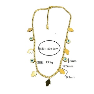 สร้อยคอจี้แก้วลายตาปีศาจสีน้ำเงินคลาสสิก ทำจากสแตนเลส 316L สำหรับผู้หญิง สไตล์โบฮีเ<span class=keywords><strong>มี</strong></span>ยน เสริมดวงนำ<span class=keywords><strong>โชค</strong></span> - Product Image 3